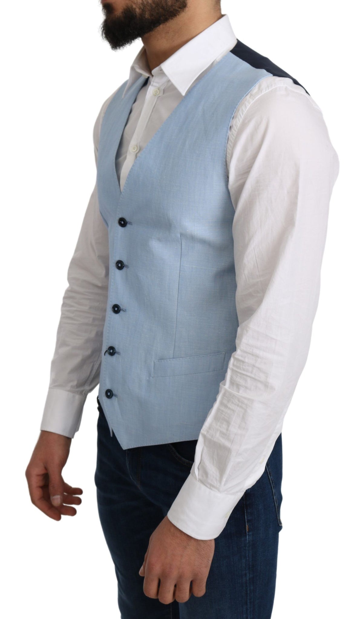 Gilet de costume formel en viscose extensible bleu de Dolce &amp; Gabbana