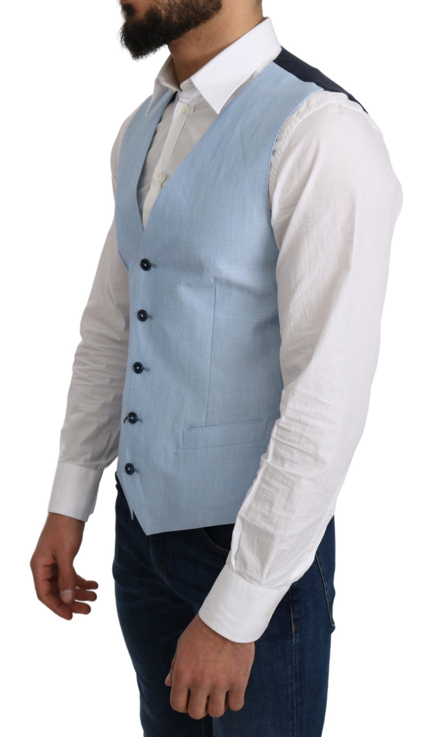 Gilet de costume formel en viscose extensible bleu de Dolce &amp; Gabbana