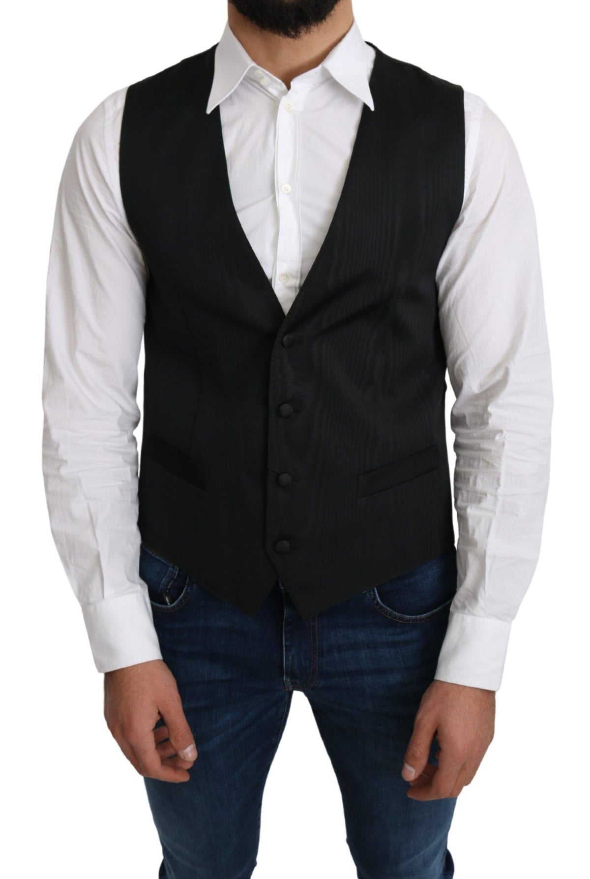 Gilet de costume formel gris en soie 100% de Dolce &amp; Gabbana