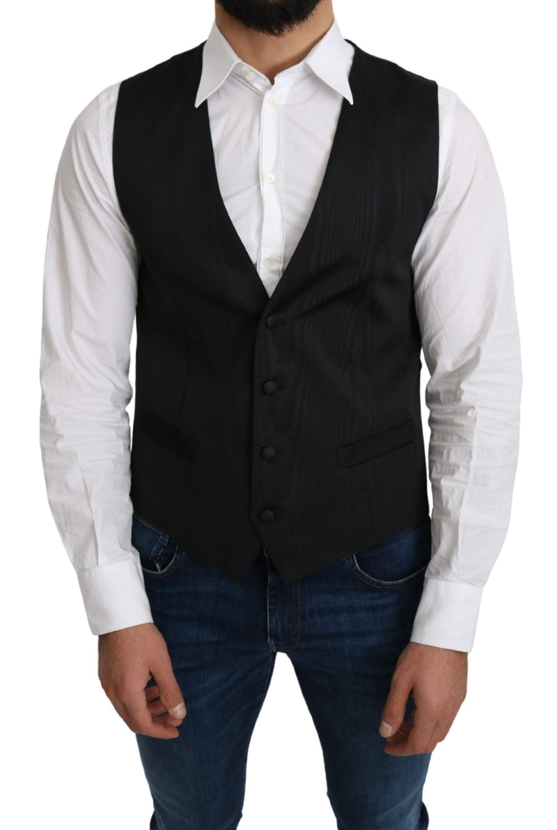 Gilet de costume formel gris en soie 100% de Dolce &amp; Gabbana