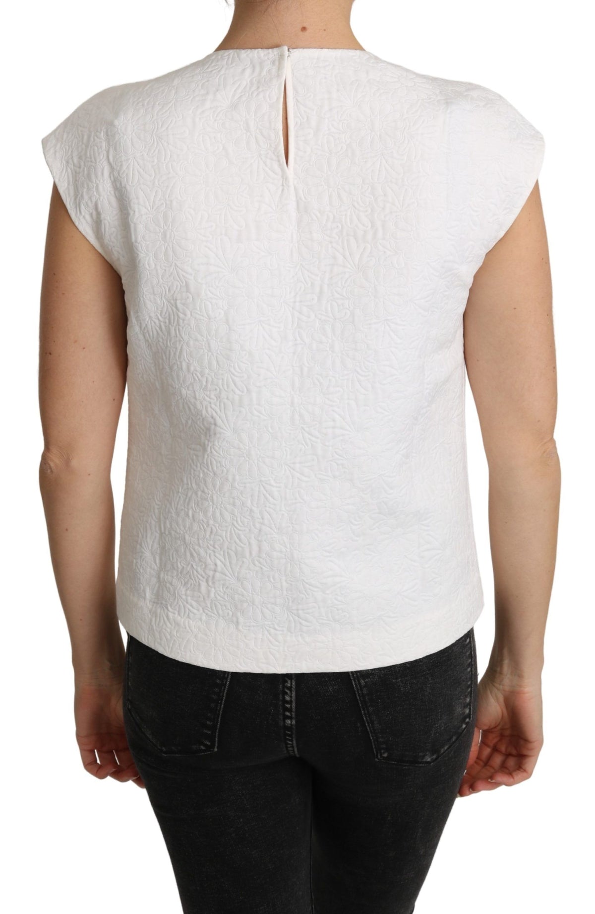 Blouse en brocart floral blanc Dolce &amp; Gabbana, haut en coton