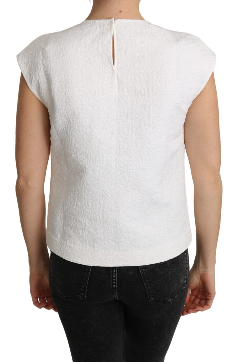 Blouse en brocart floral blanc Dolce &amp; Gabbana, haut en coton