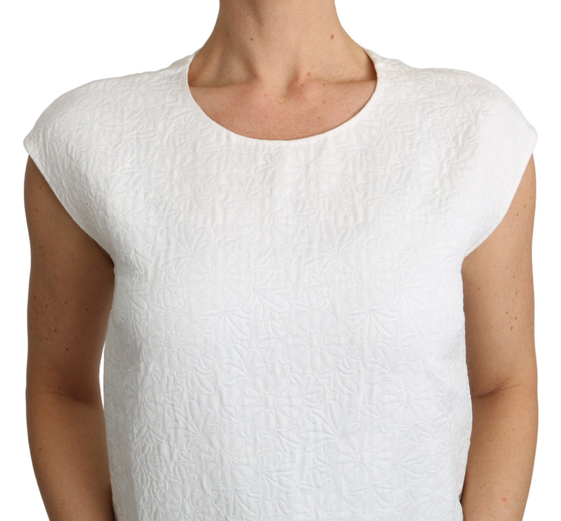 Blouse en brocart floral blanc Dolce &amp; Gabbana, haut en coton
