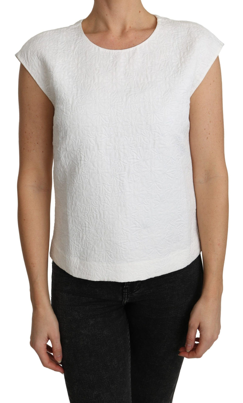 Blouse en brocart floral blanc Dolce &amp; Gabbana, haut en coton