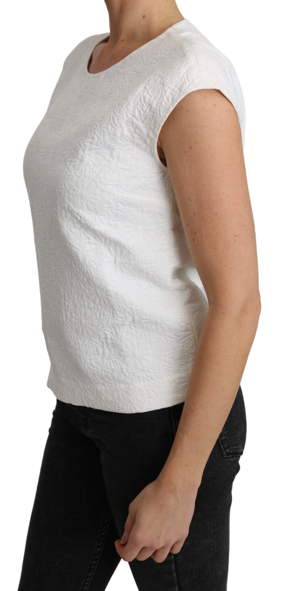 Blouse en brocart floral blanc Dolce &amp; Gabbana, haut en coton