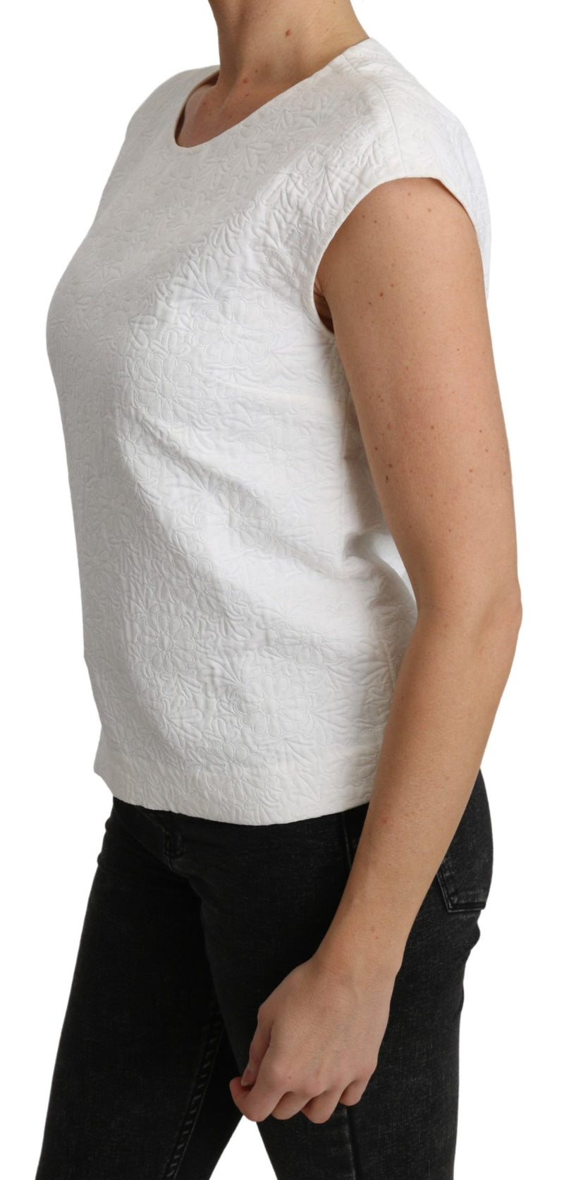 Blouse en brocart floral blanc Dolce &amp; Gabbana, haut en coton