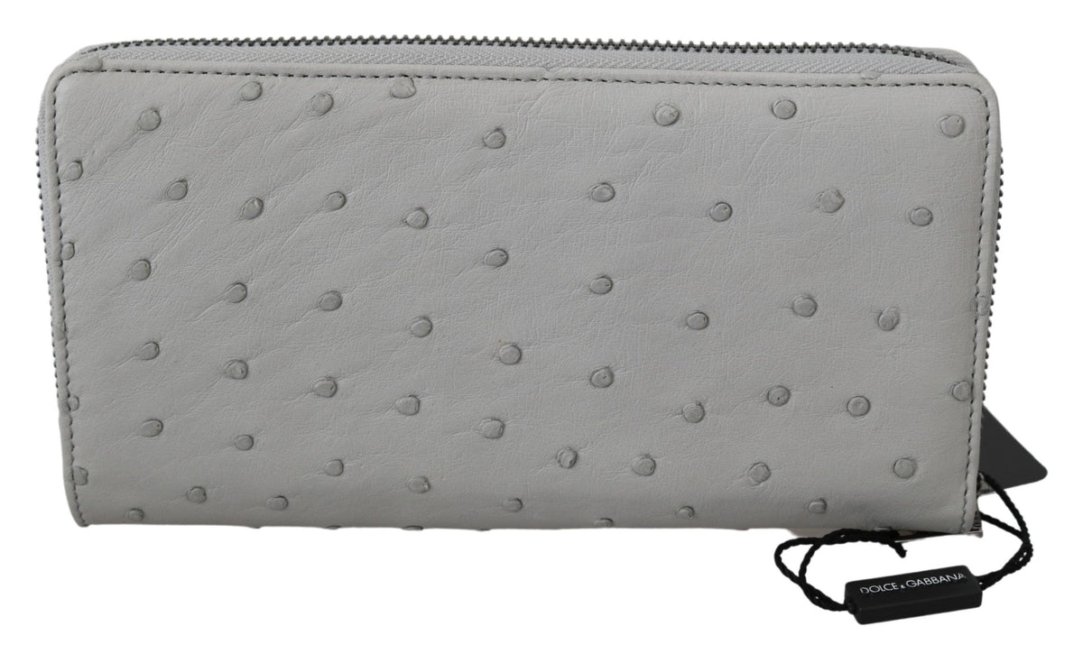 Portefeuille continental en cuir d'autruche blanc Dolce &amp; Gabbana pour homme