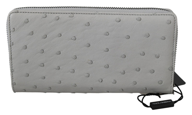 Dolce &amp; Gabbana Continental Clutch Portemonnee van Wit Struisvogelleer voor Heren