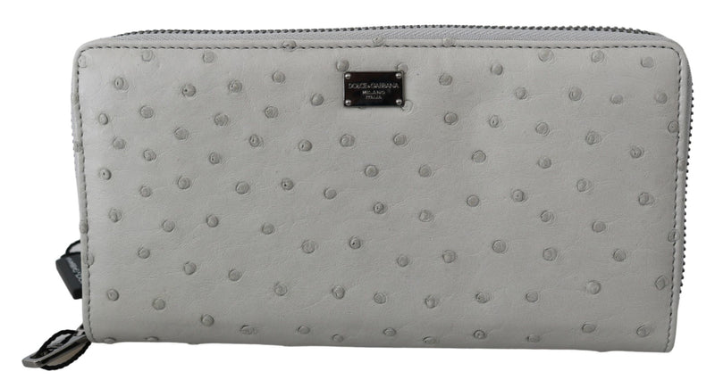 Dolce &amp; Gabbana Continental Clutch Portemonnee van Wit Struisvogelleer voor Heren