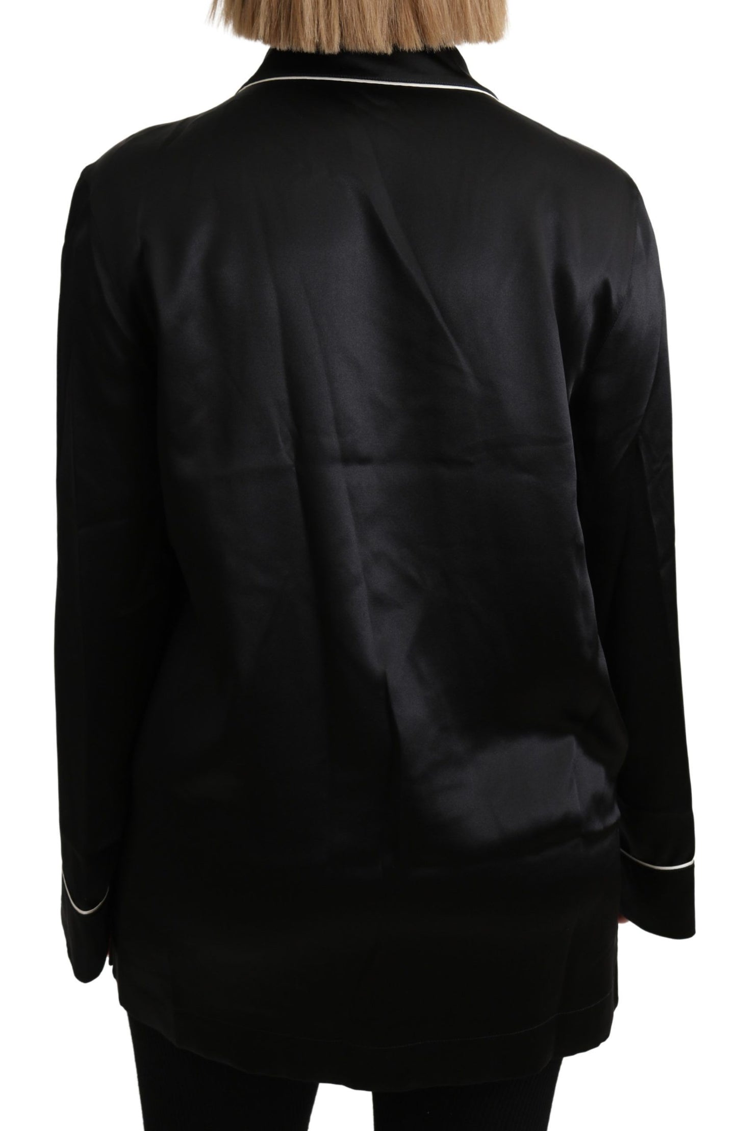 Blouse Dolce &amp; Gabbana en soie extensible, couleur noire.