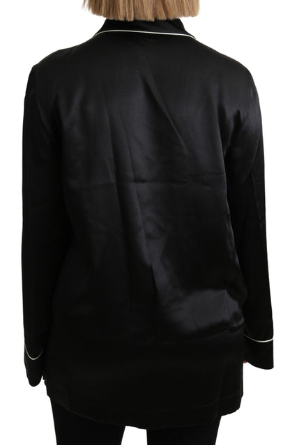 Blouse Dolce &amp; Gabbana en soie extensible, couleur noire.