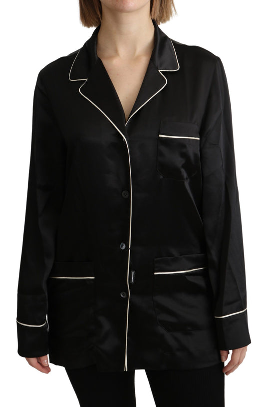 Blouse Dolce &amp; Gabbana en soie extensible, couleur noire.