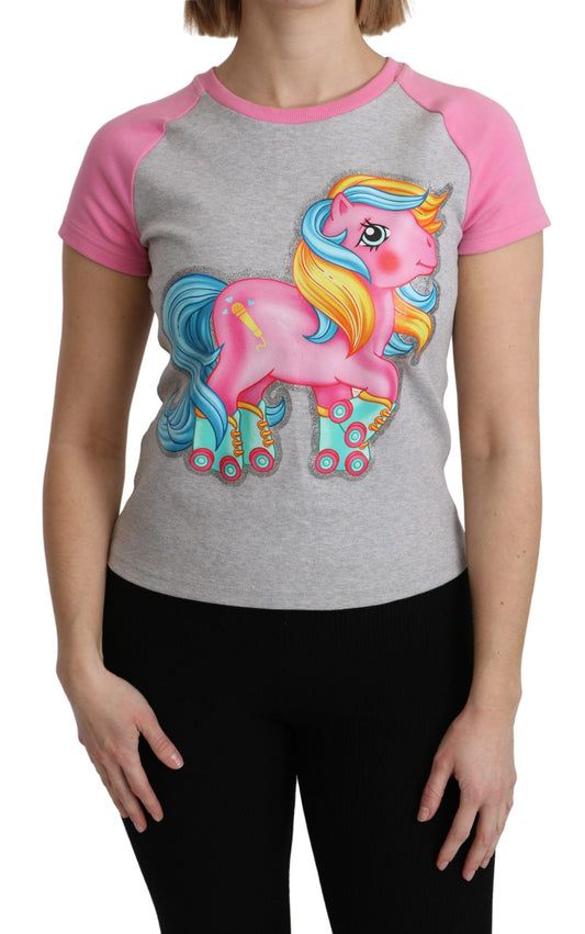 T-shirt en coton gris et rose Moschino My Little Pony