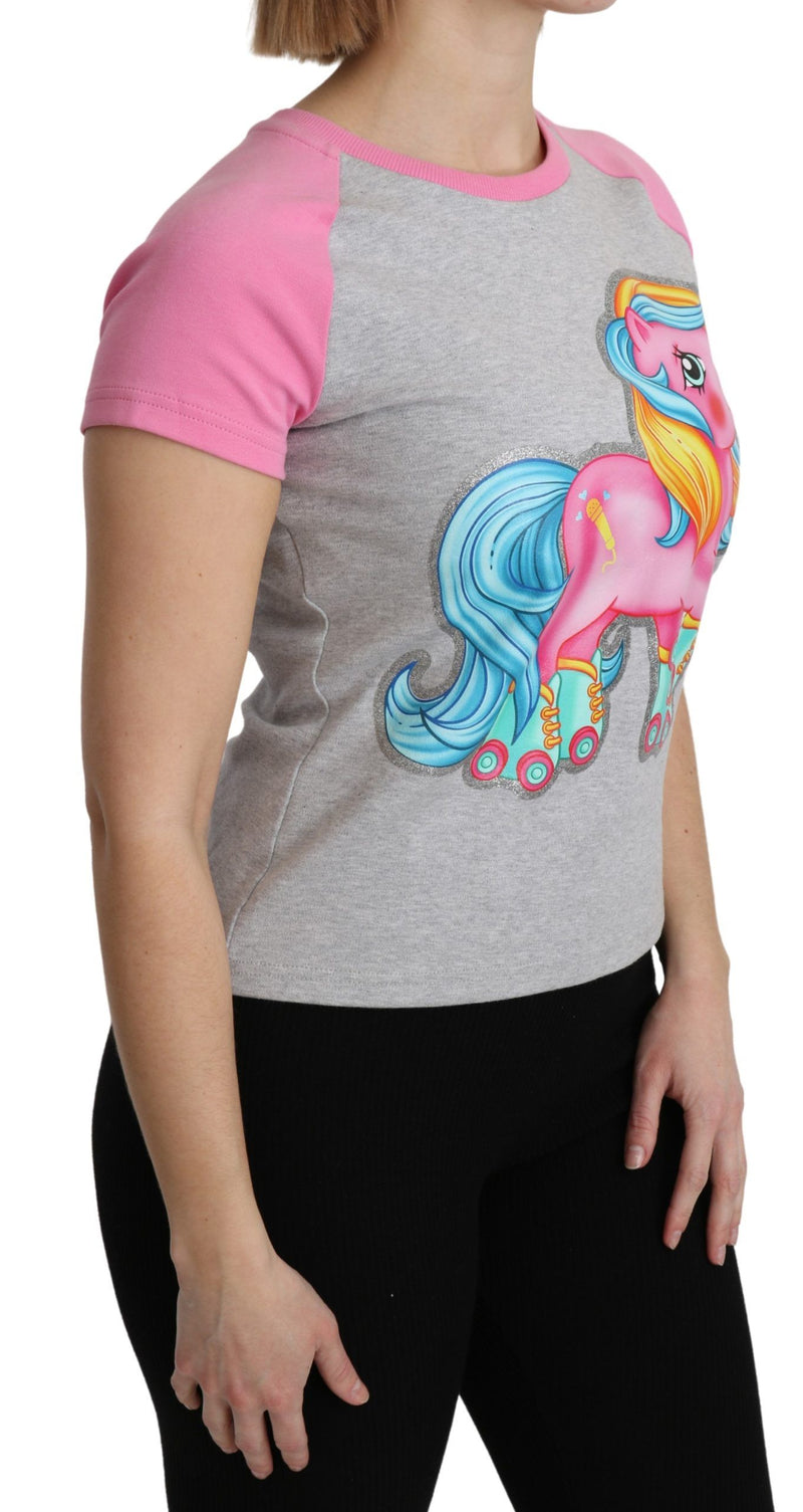 T-shirt en coton gris et rose Moschino My Little Pony