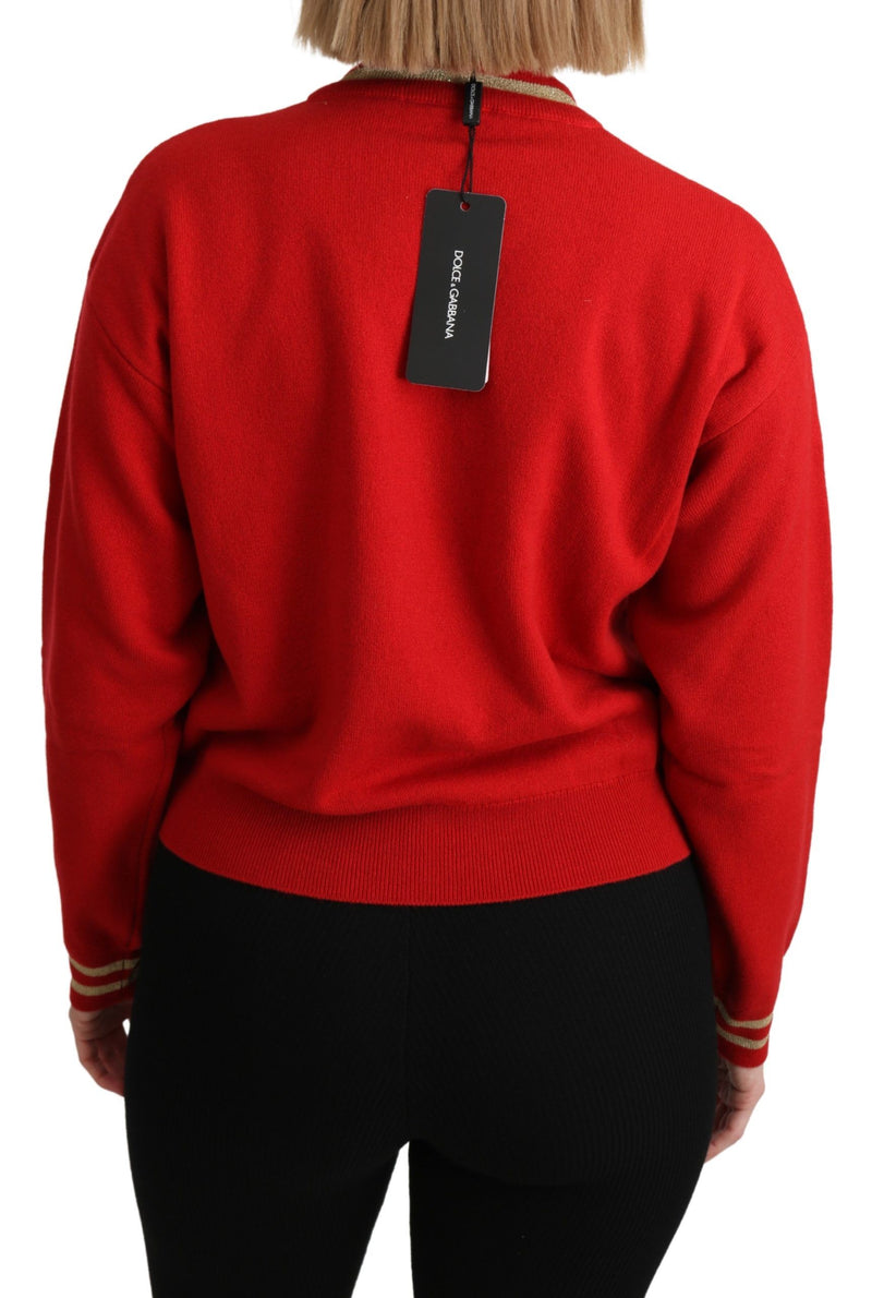 Pull en cachemire rouge à carreaux à motif cartoon de Dolce &amp; Gabbana