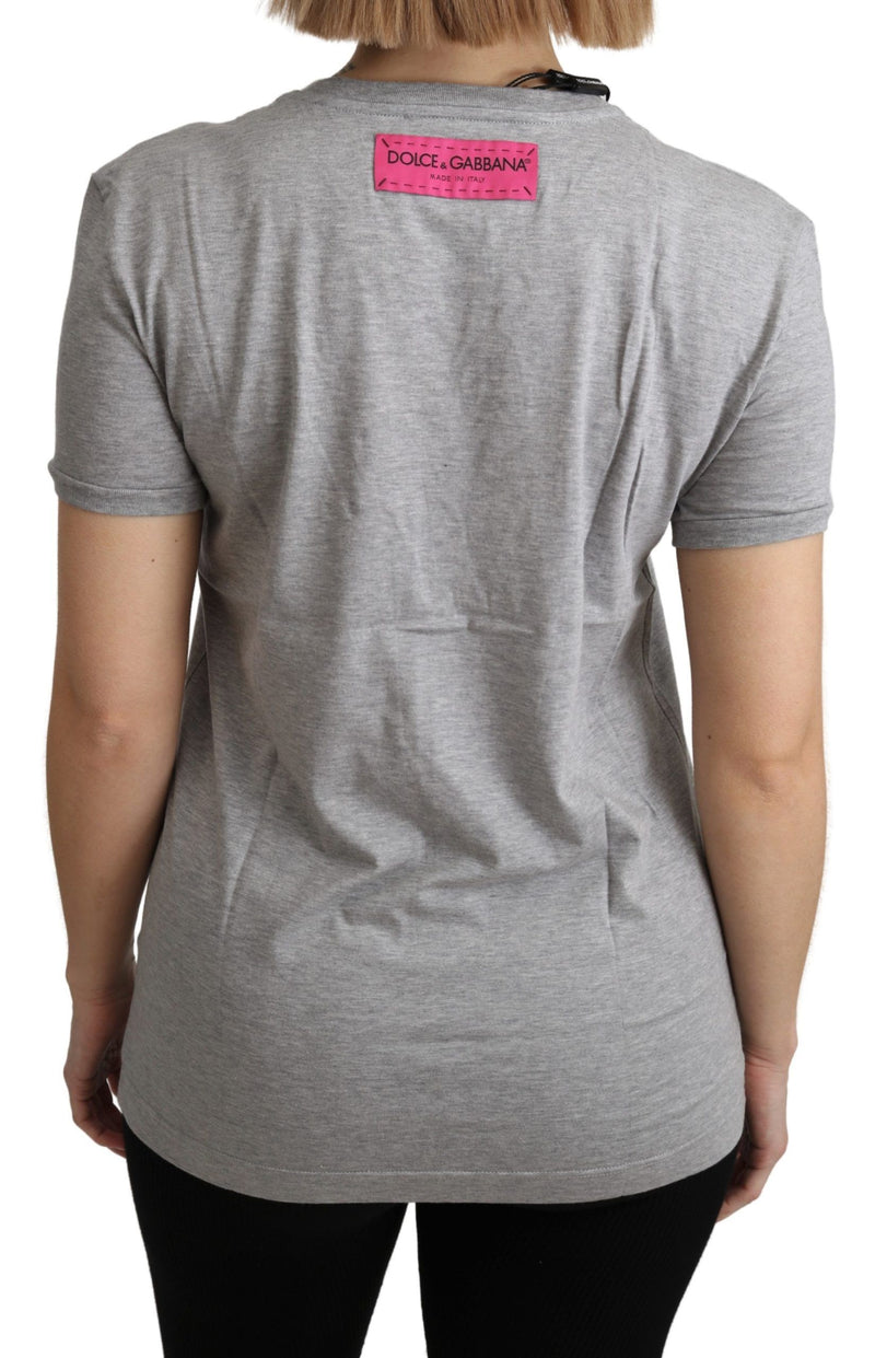 T-shirt Dolce &amp; Gabbana en coton gris, motif Amore e Bellezza.