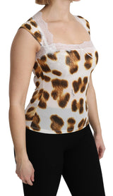 Blouse-camisole Roberto Cavalli blanc-brun