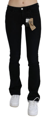Costume National - Jean skinny en coton délavé noir, taille basse.