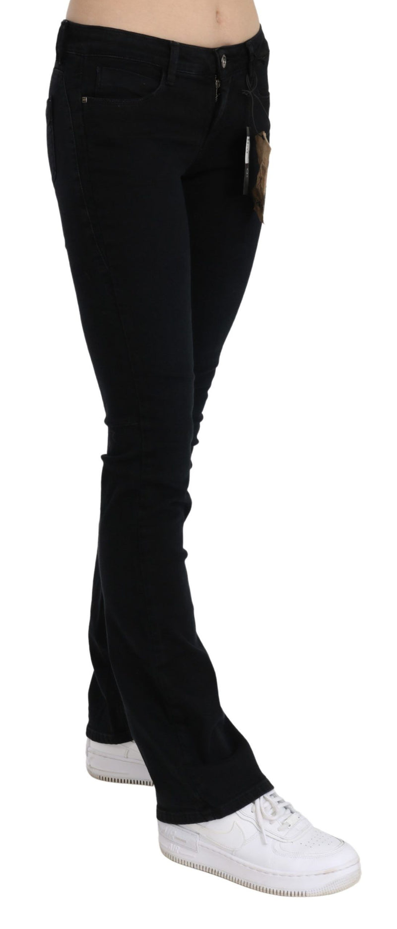 Costume National - Jean skinny en coton délavé noir, taille basse.
