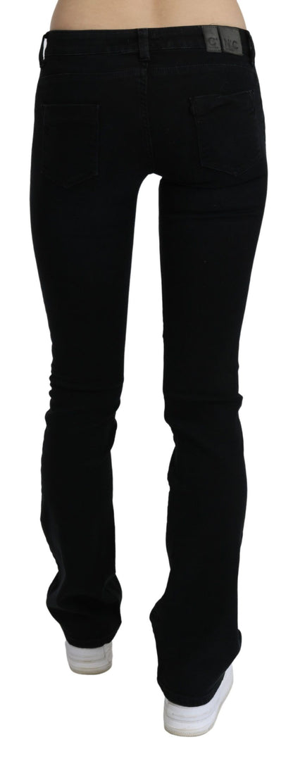 Costume National - Jean skinny en coton délavé noir, taille basse.