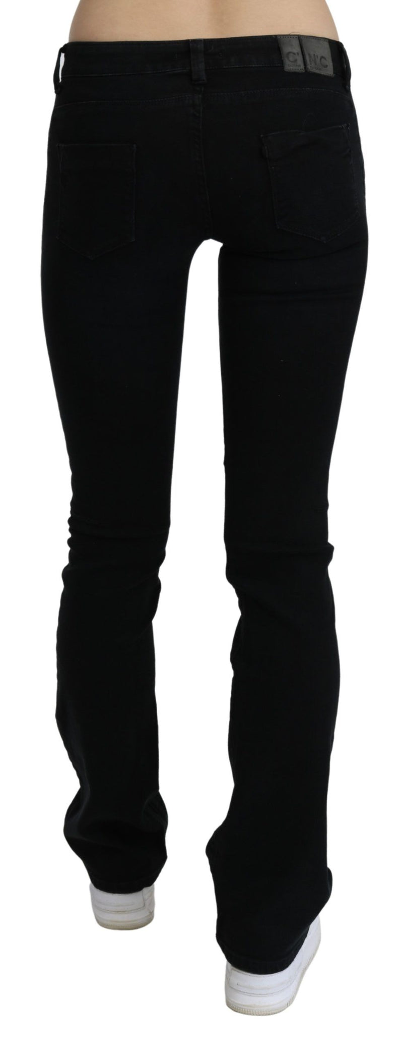 Costume National - Jean skinny en coton délavé noir, taille basse.