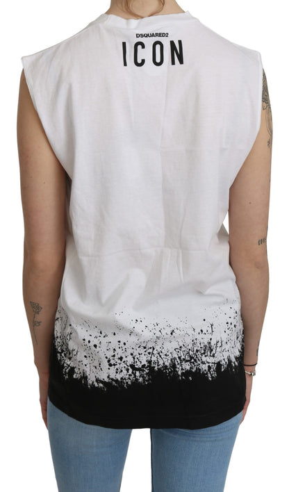 Dsquared² Haut débardeur blanc sans manches en coton