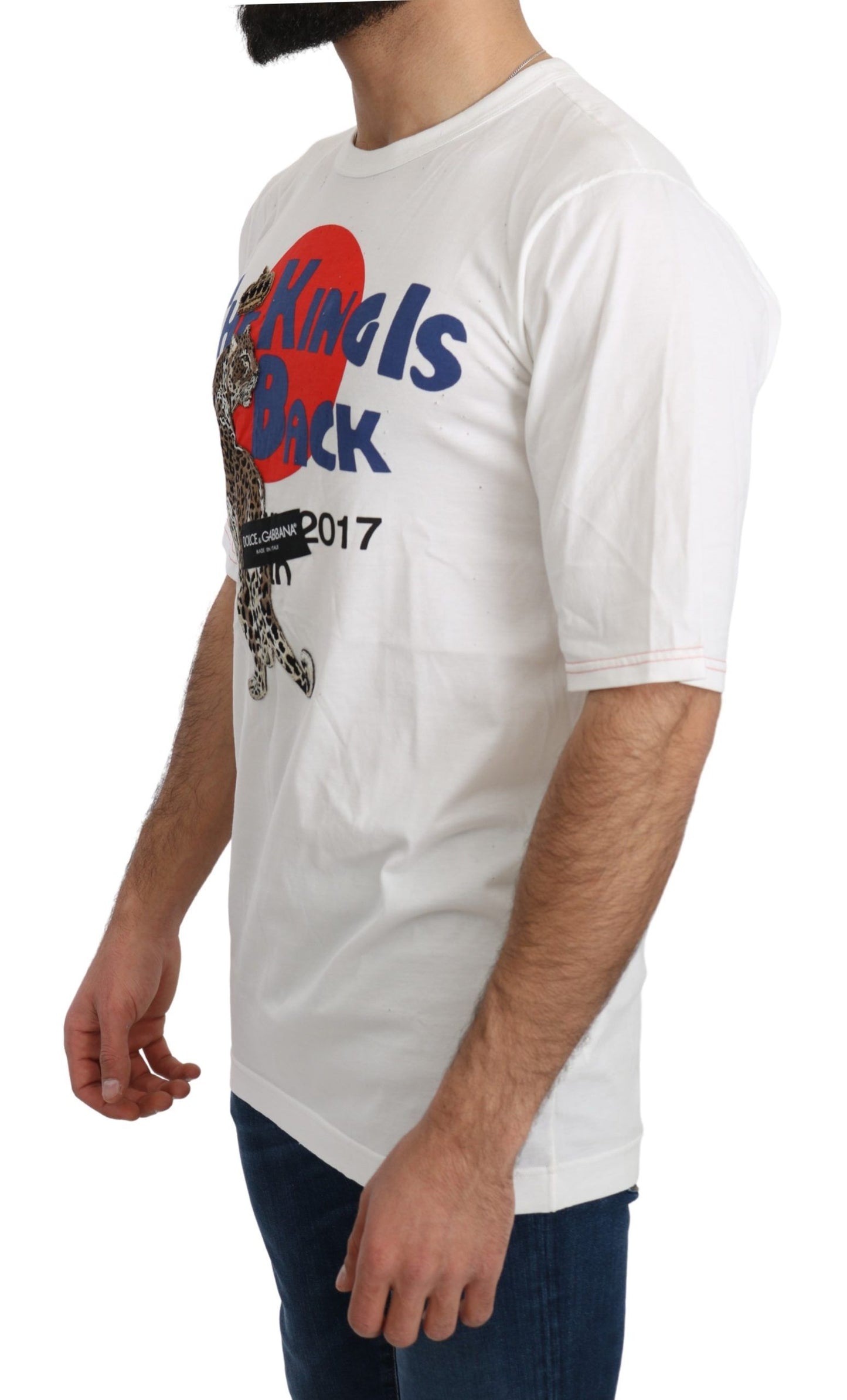 T-shirt Dolce & Gabbana blanc à motif léopard Royal Top