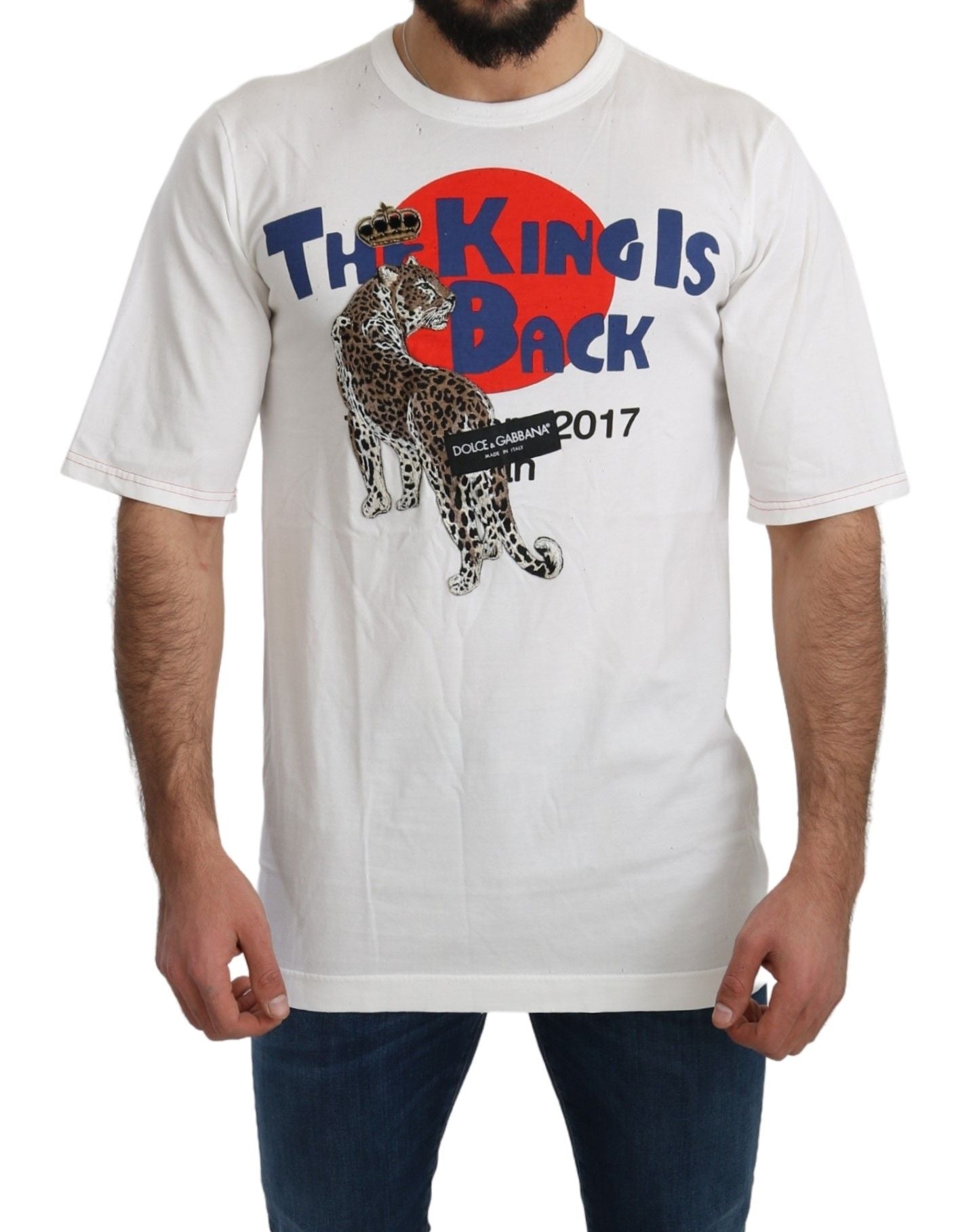 T-shirt Dolce & Gabbana blanc à motif léopard Royal Top