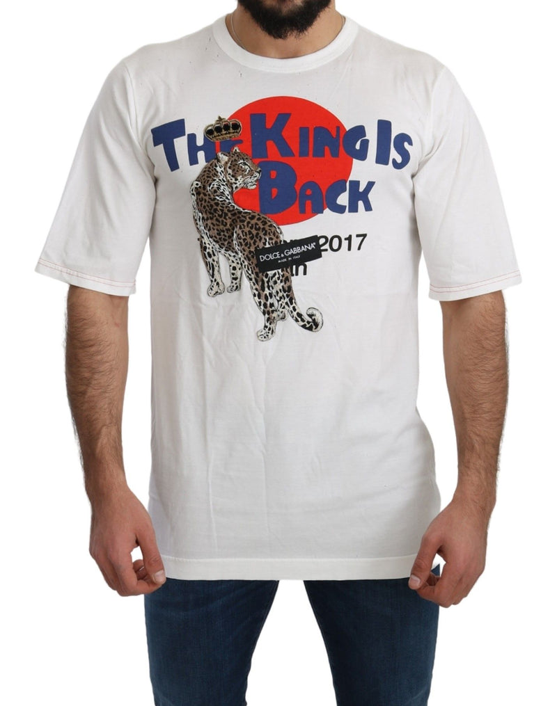 T-shirt Dolce &amp; Gabbana blanc à motif léopard Royal Top
