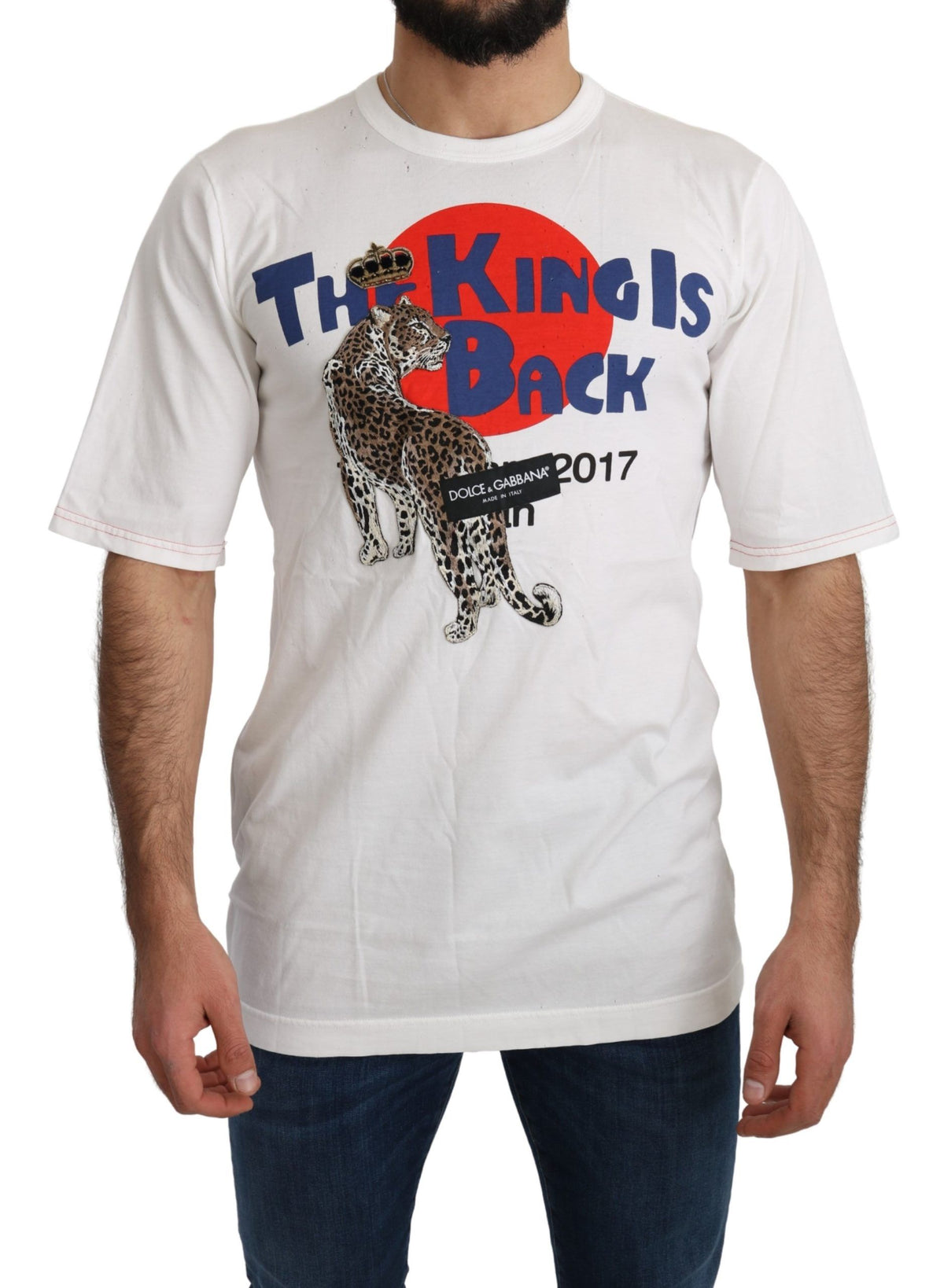 T-shirt Dolce &amp; Gabbana blanc à motif léopard Royal Top