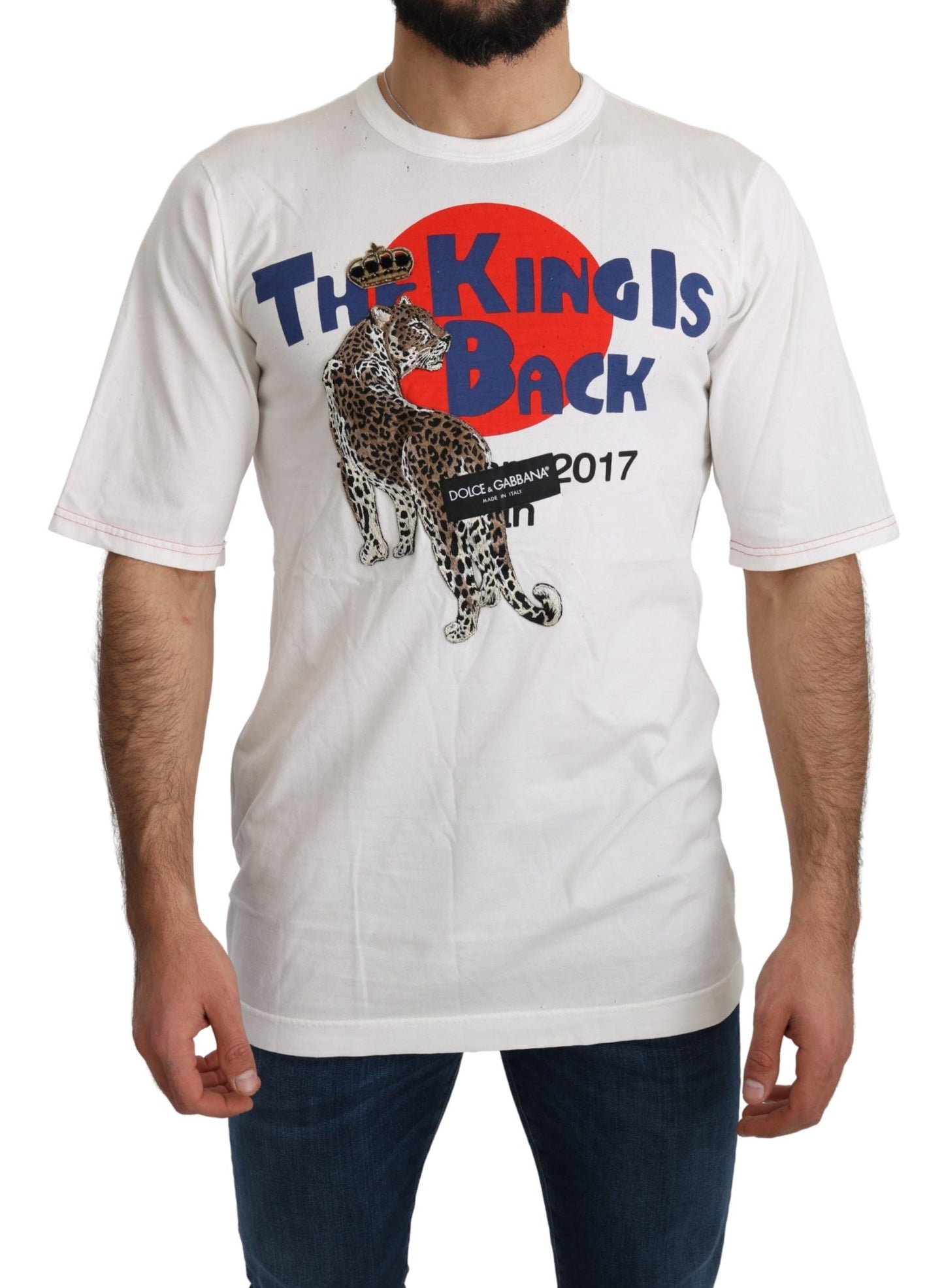 T-shirt Dolce & Gabbana blanc à motif léopard Royal Top