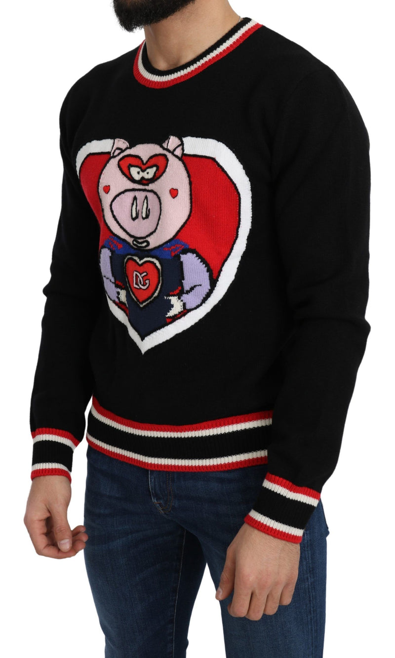 Pull en cachemire noir "Cochon de l'année" de Dolce &amp; Gabbana