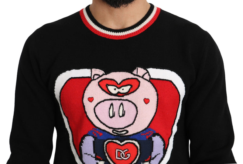 Pull en cachemire noir "Cochon de l'année" de Dolce &amp; Gabbana
