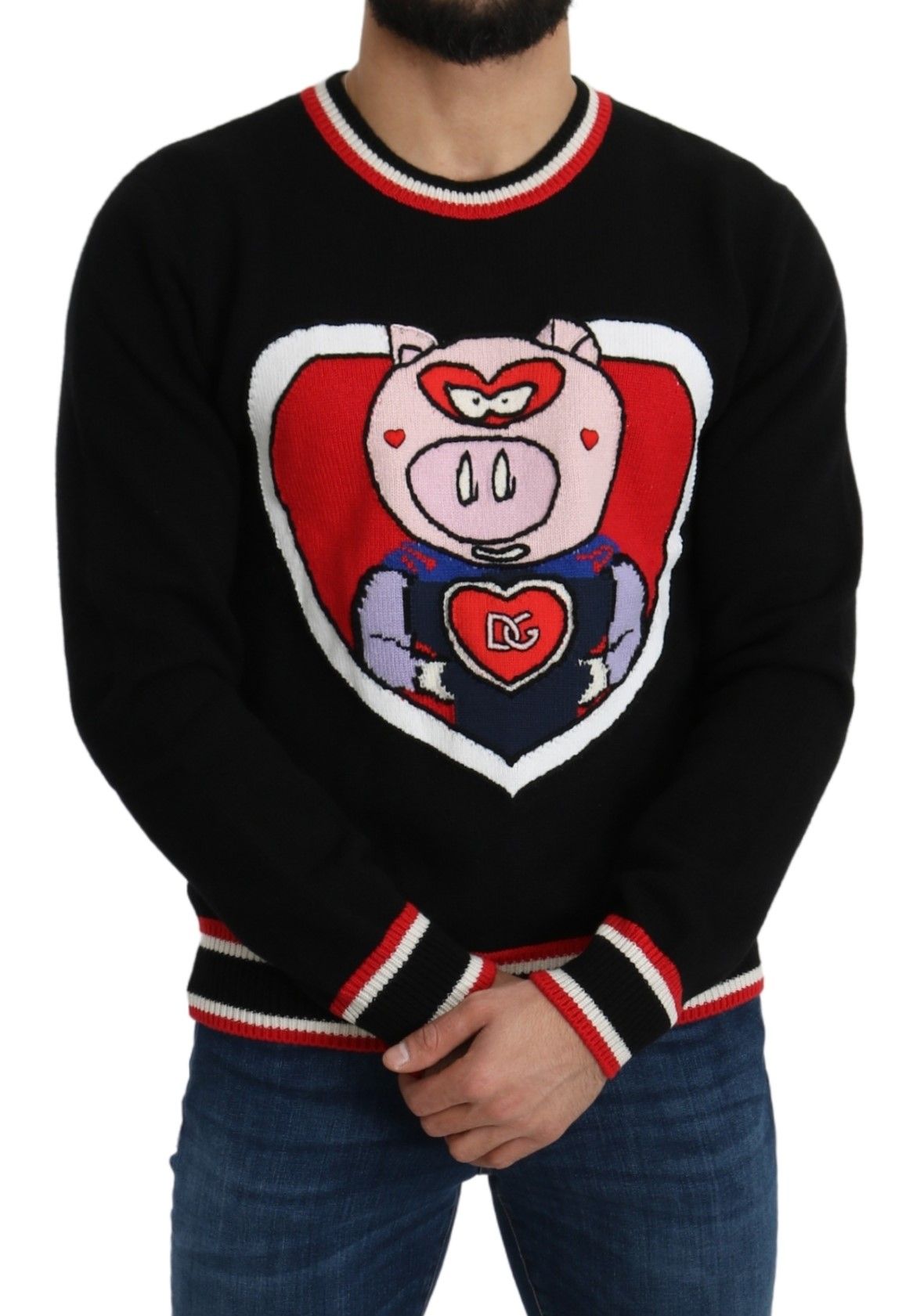 Pull en cachemire noir "Cochon de l'année" de Dolce &amp; Gabbana