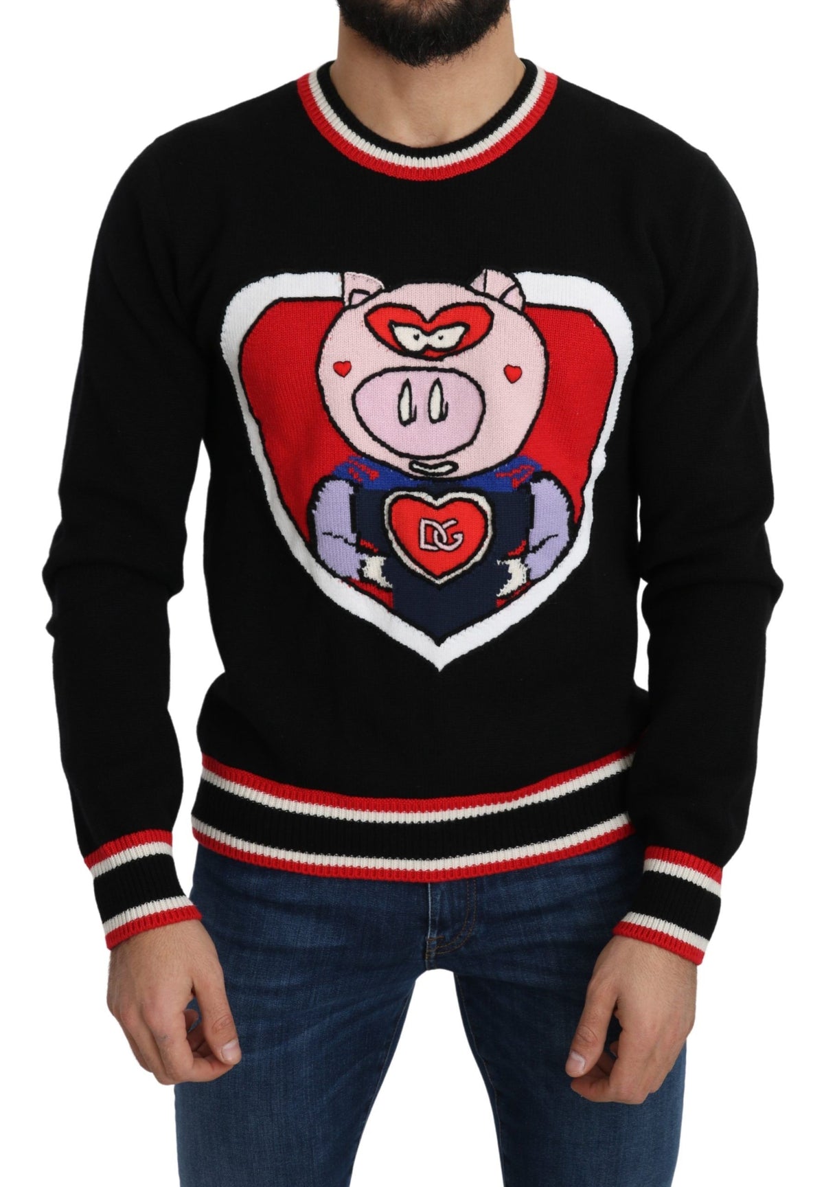 Pull en cachemire noir "Cochon de l'année" de Dolce &amp; Gabbana