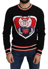 Pull en cachemire noir "Cochon de l'année" de Dolce &amp; Gabbana