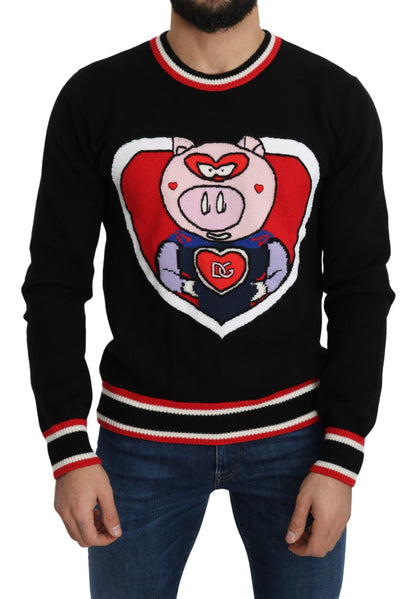 Pull en cachemire noir "Cochon de l'année" de Dolce & Gabbana