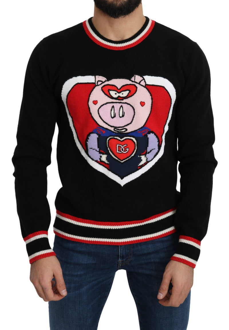 Pull en cachemire noir "Cochon de l'année" de Dolce &amp; Gabbana