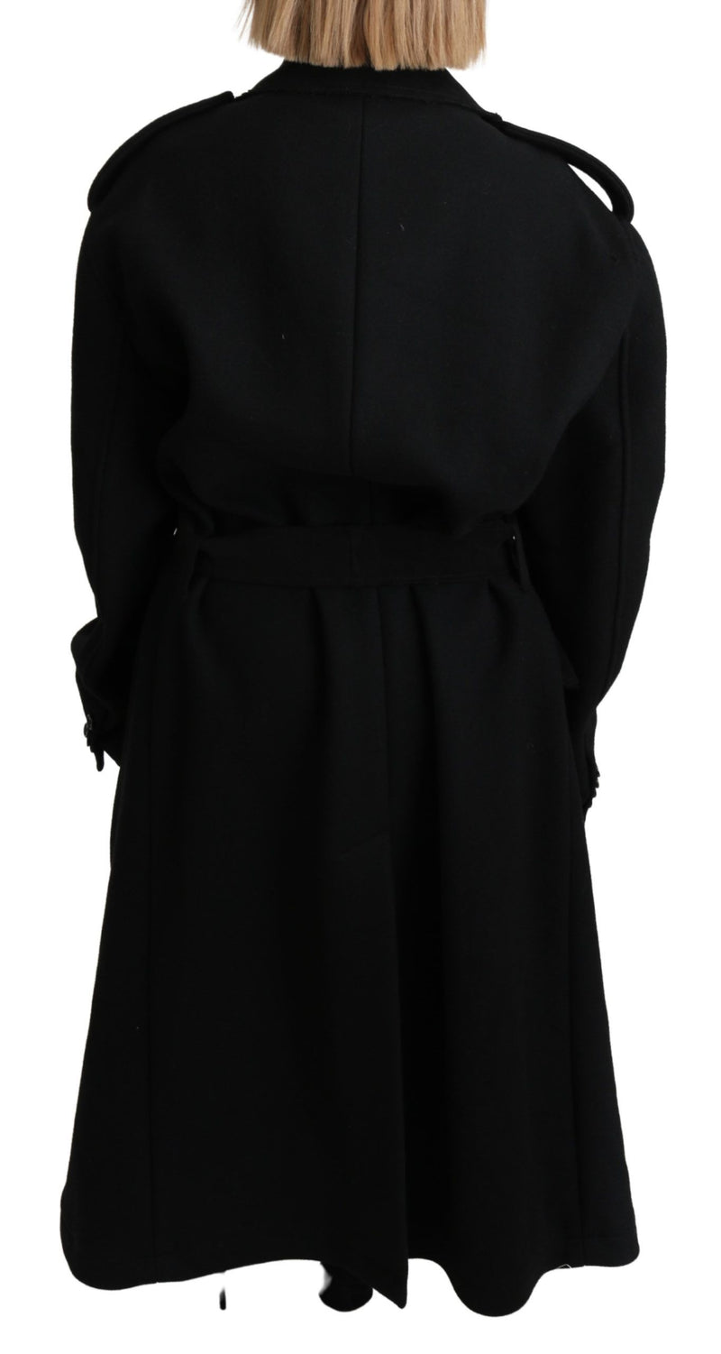 Dolce &amp; Gabbana Trench-manteau noir en laine vierge