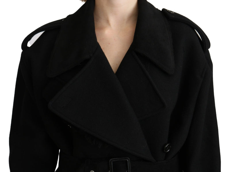 Dolce &amp; Gabbana Trench-manteau noir en laine vierge