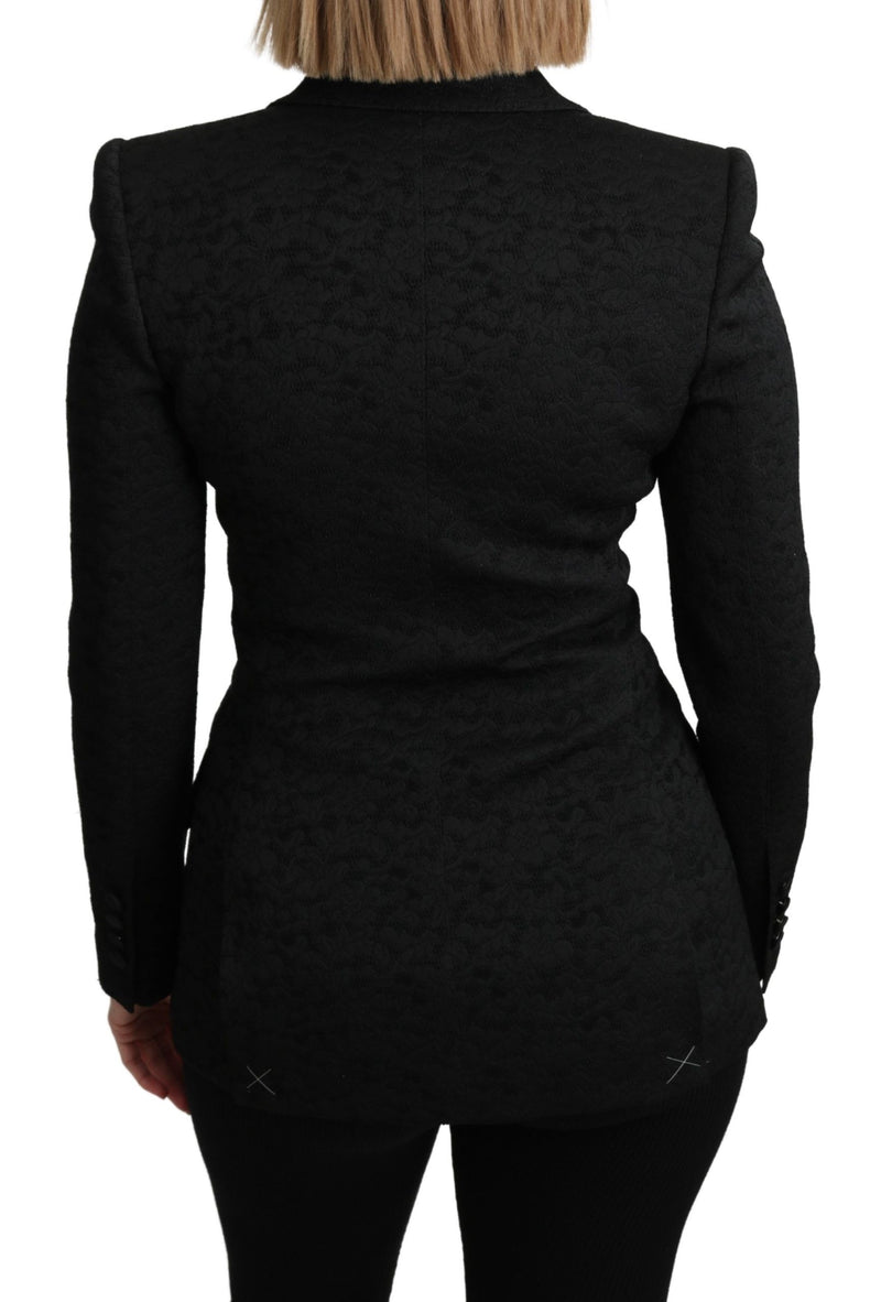 Dolce &amp; Gabbana - Blazer noir en brocart à simple boutonnage