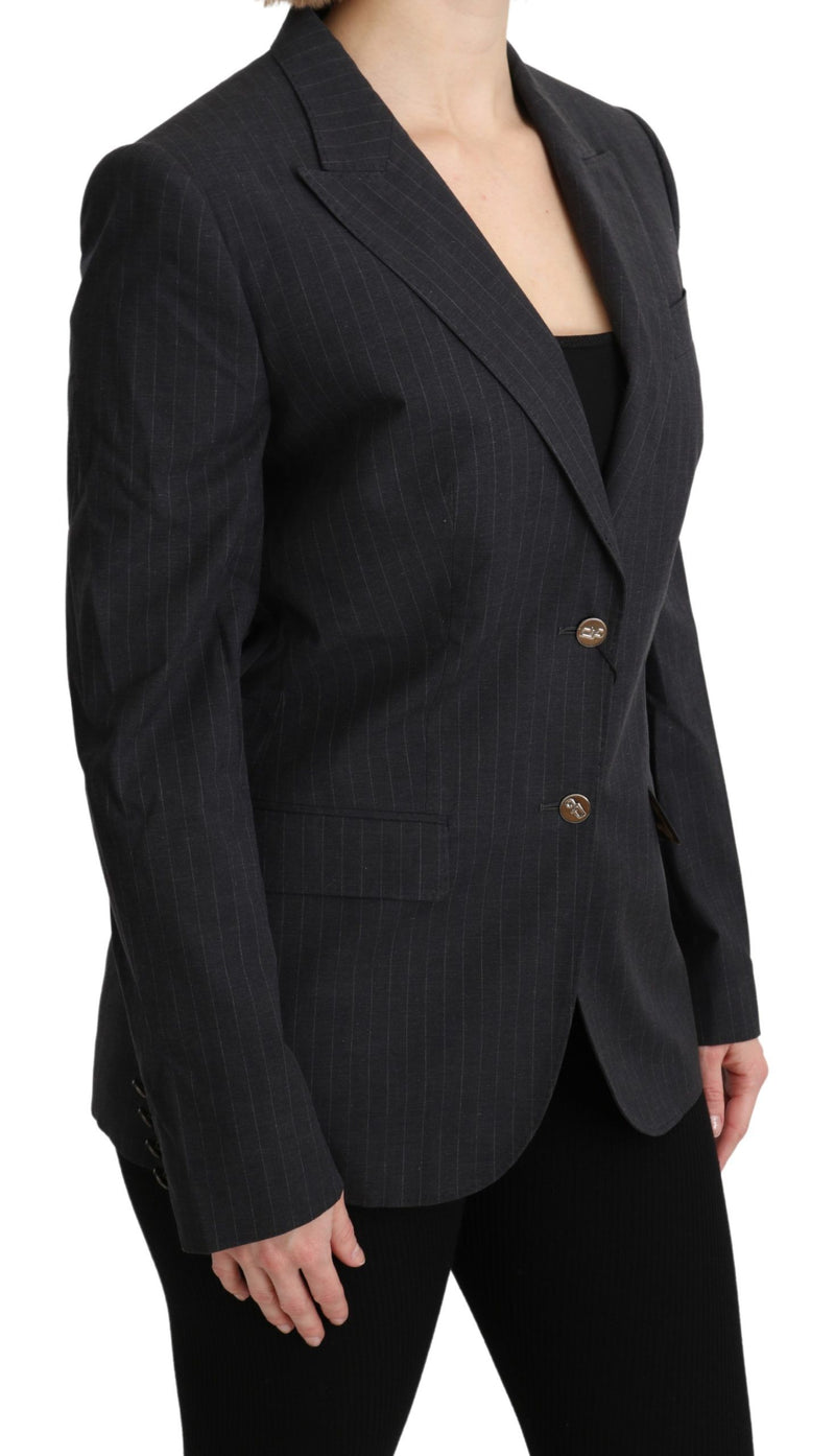 Dolce &amp; Gabbana, veste blazer en coton grise à simple boutonnage.