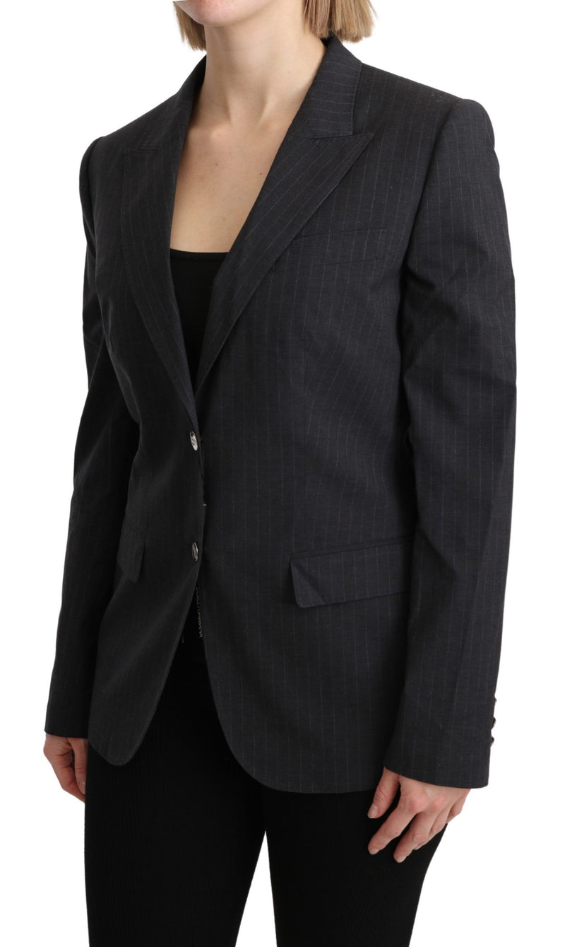 Dolce &amp; Gabbana, veste blazer en coton grise à simple boutonnage.