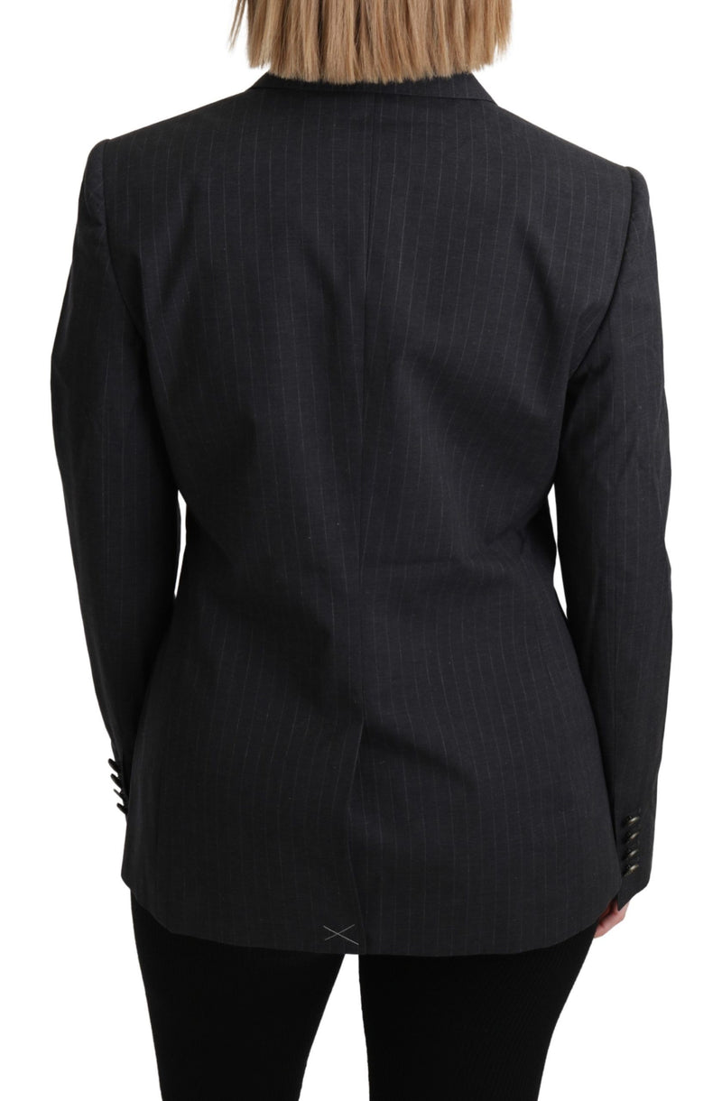 Dolce &amp; Gabbana, veste blazer en coton grise à simple boutonnage.