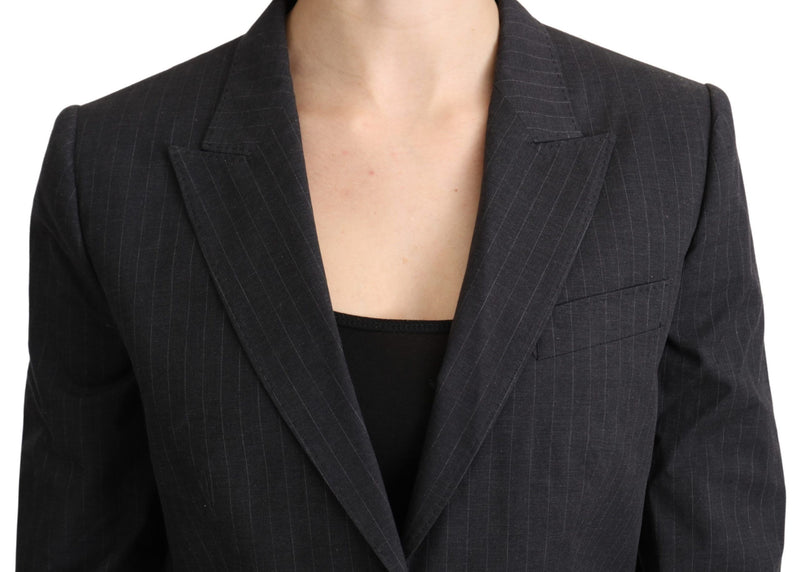 Dolce &amp; Gabbana, veste blazer en coton grise à simple boutonnage.