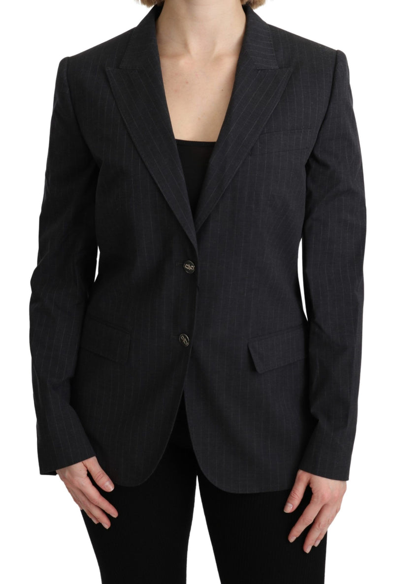 Dolce &amp; Gabbana, veste blazer en coton grise à simple boutonnage.