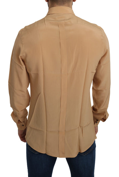 Dolce & Gabbana Geel 100% Zijde GOUD Top Slim Overhemd