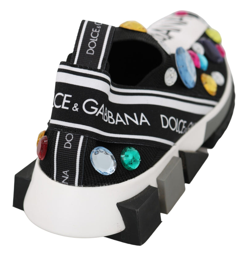 Sneakers noires et multicolores ornées de cristaux Dolce &amp; Gabbana