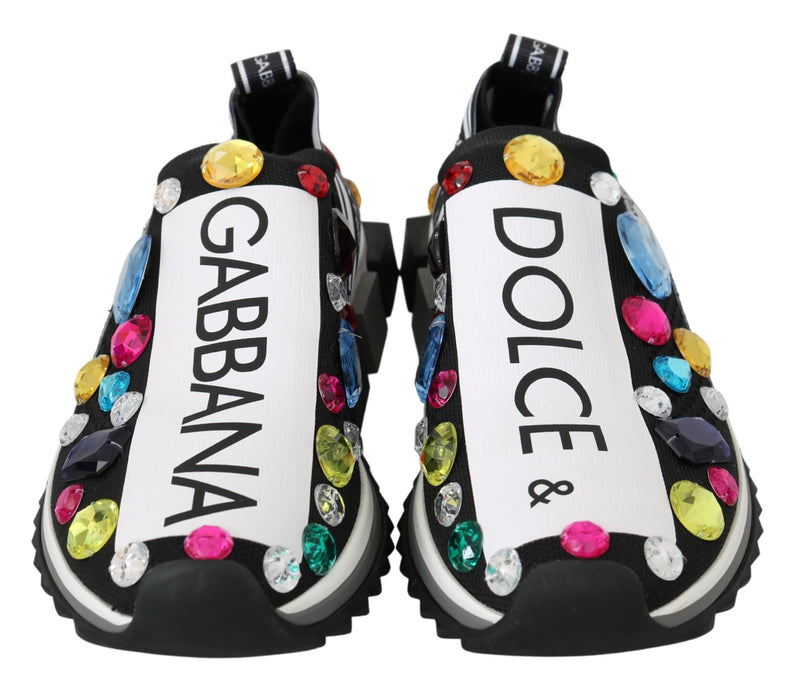Sneakers noires et multicolores ornées de cristaux Dolce &amp; Gabbana