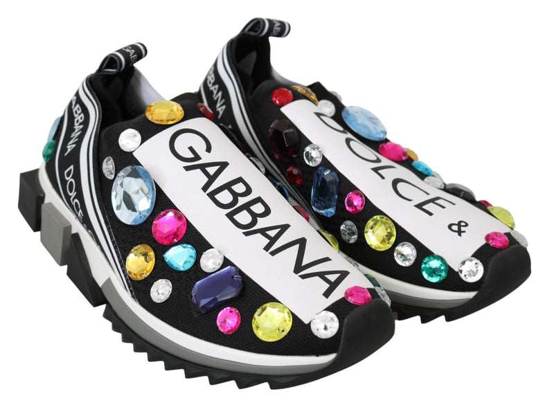 Sneakers noires et multicolores ornées de cristaux Dolce &amp; Gabbana